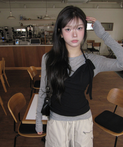 【SET】ホルタードレープテンセルTシャツ BLACK