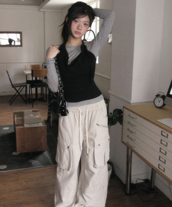 【SET】ホルタードレープテンセルTシャツ BLACK