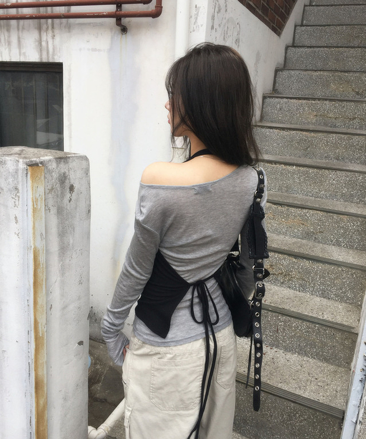 【SET】ホルタードレープテンセルTシャツ BLACK