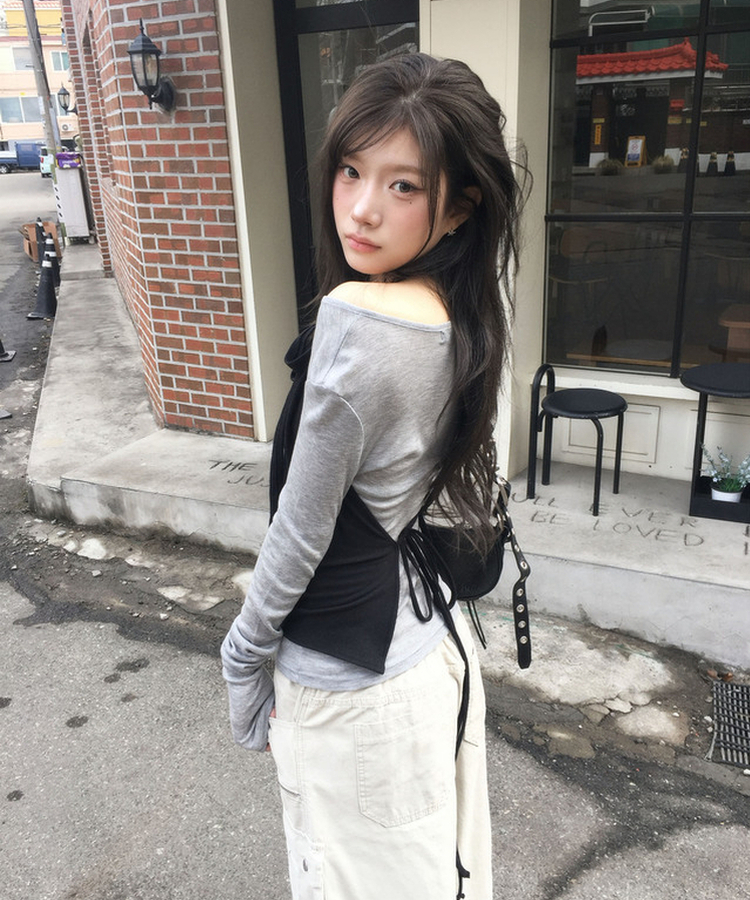 【SET】ホルタードレープテンセルTシャツ BLACK