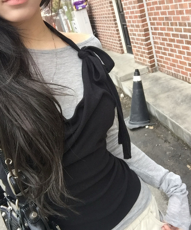 【SET】ホルタードレープテンセルTシャツ BLACK