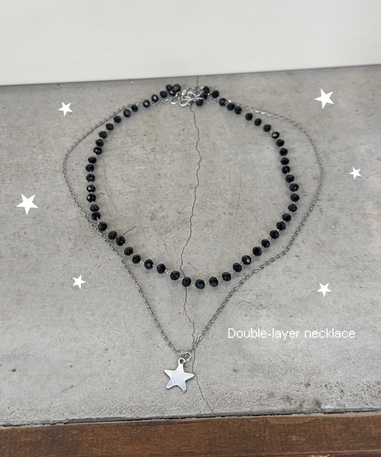 ビーズダブルレイヤードネックレス SILVER