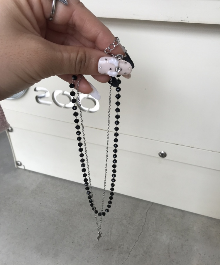 ビーズダブルレイヤードネックレス SILVER
