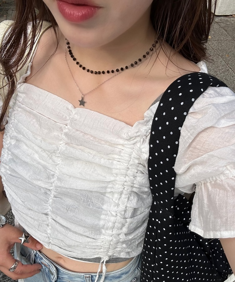 ビーズダブルレイヤードネックレス SILVER