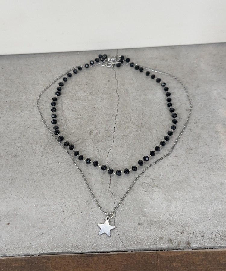 ビーズダブルレイヤードネックレス SILVER