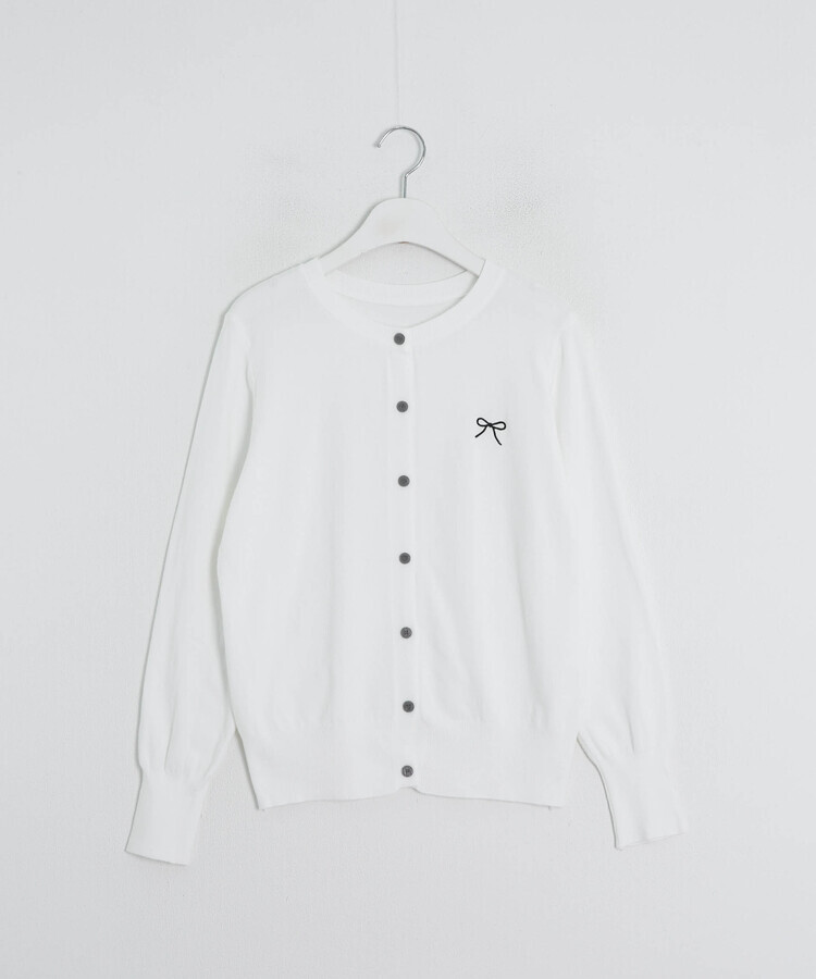 リボン刺繍ラウンドカーディガン