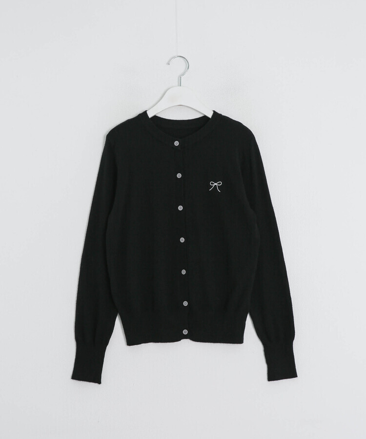 リボン刺繍ラウンドカーディガン