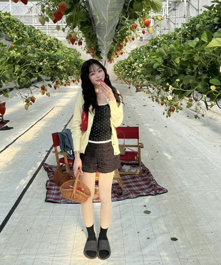 リボン刺繍ラウンドカーディガン YELLOW