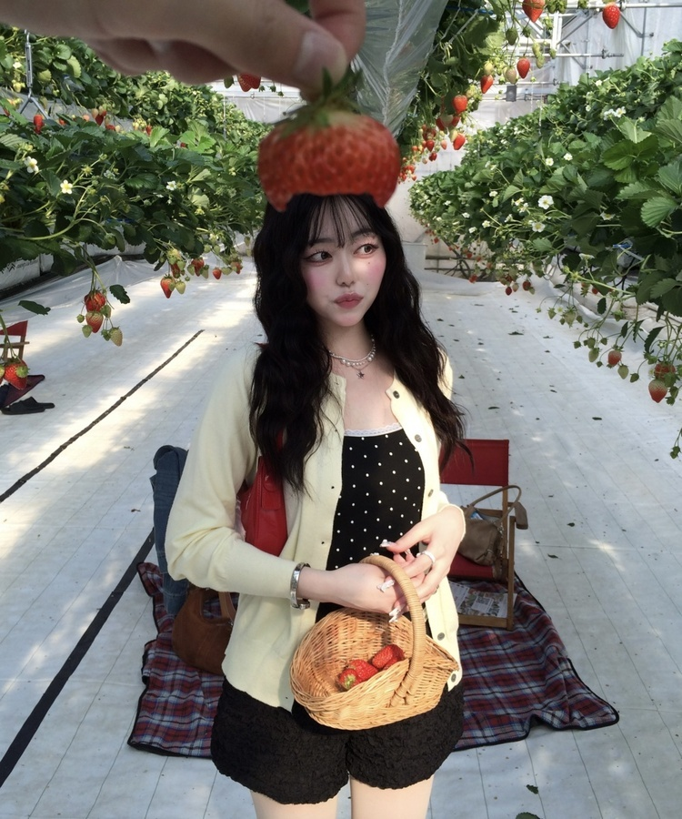 リボン刺繍ラウンドカーディガン YELLOW