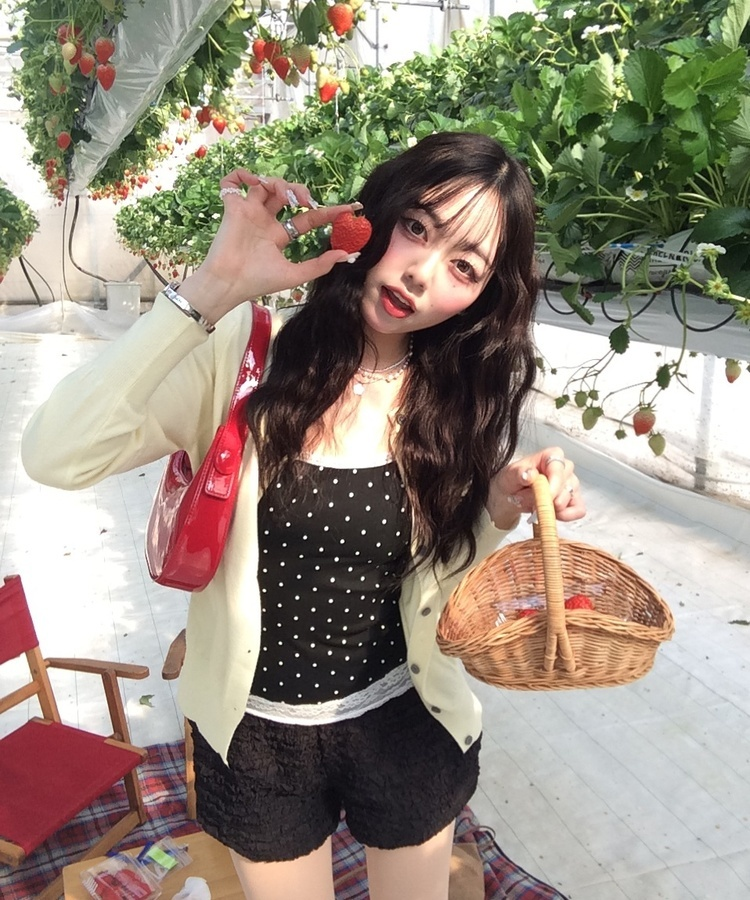 リボン刺繍ラウンドカーディガン YELLOW