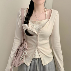 フラワーホルターキャミソールカーディガン BEIGE