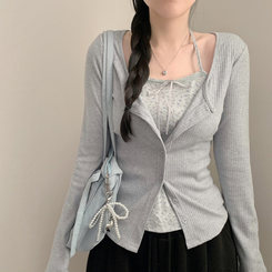 フラワーホルターキャミソールカーディガン SKY BLUE