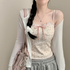 【SET】フラワーキャミソール カーディガン WHITE