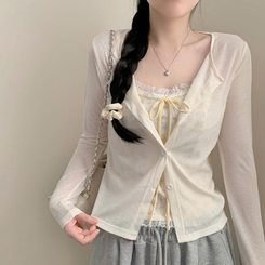 【SET】フラワーキャミソール カーディガン BEIGE