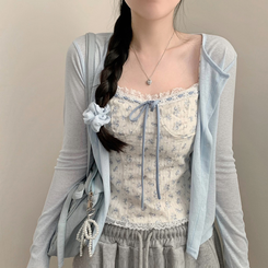 【SET】フラワーキャミソール カーディガン SKY BLUE