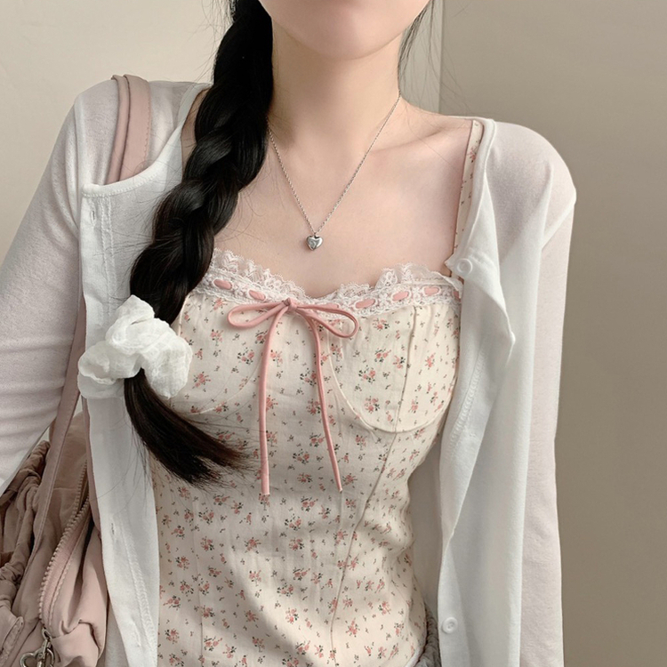 【SET】フラワーキャミソール カーディガン WHITE