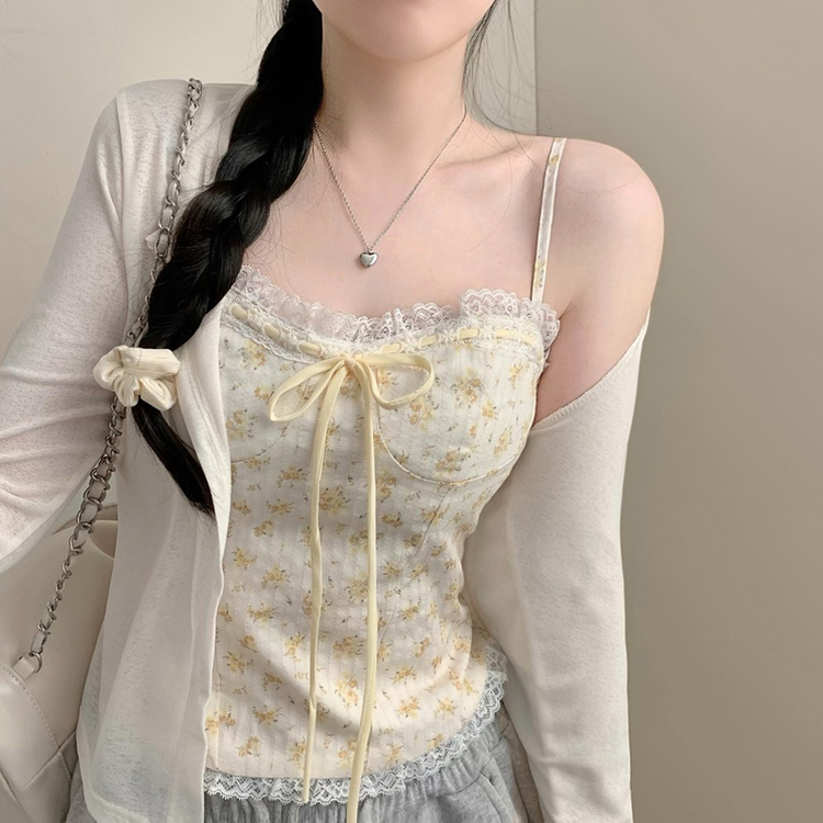 【SET】フラワーキャミソール カーディガン BEIGE