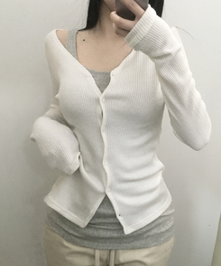 ボタンスリムカーディガン(5color) IVORY