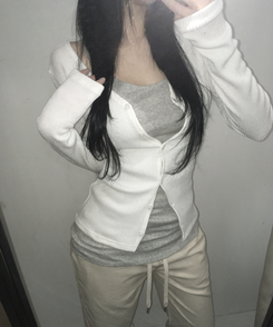 ボタンスリムカーディガン(5color) IVORY