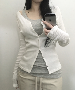 ボタンスリムカーディガン(5color) IVORY