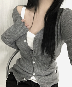 ボタンスリムカーディガン(5color) GREY