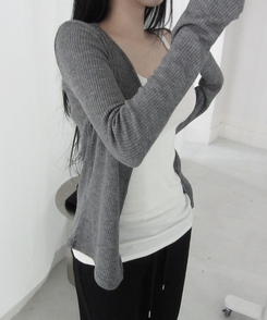 ボタンスリムカーディガン(5color) GREY