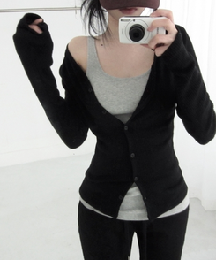 ボタンスリムカーディガン(5color) BLACK