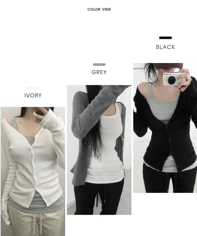 ボタンスリムカーディガン(5color)