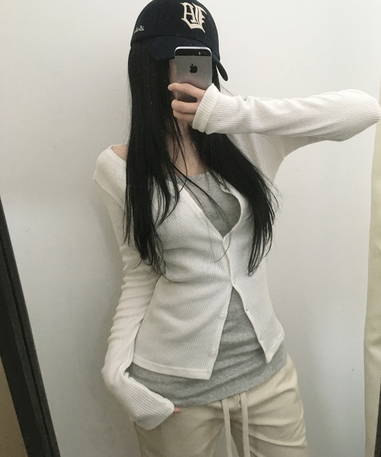 ボタンスリムカーディガン(5color) IVORY