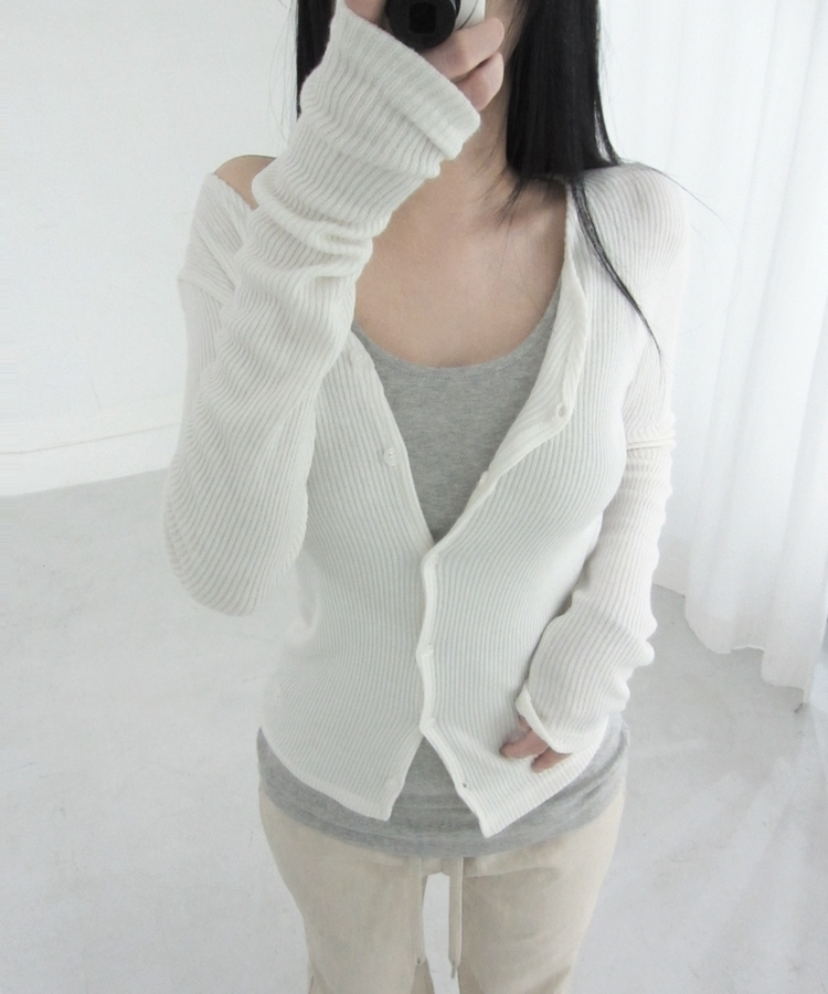 ボタンスリムカーディガン(5color) IVORY