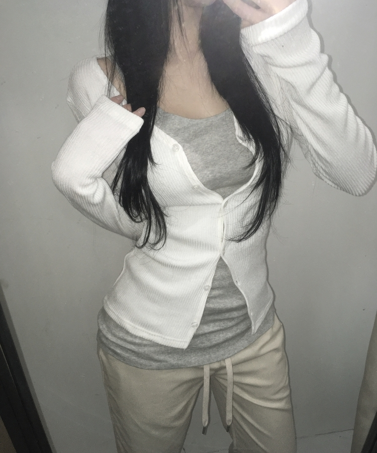 ボタンスリムカーディガン(5color) IVORY