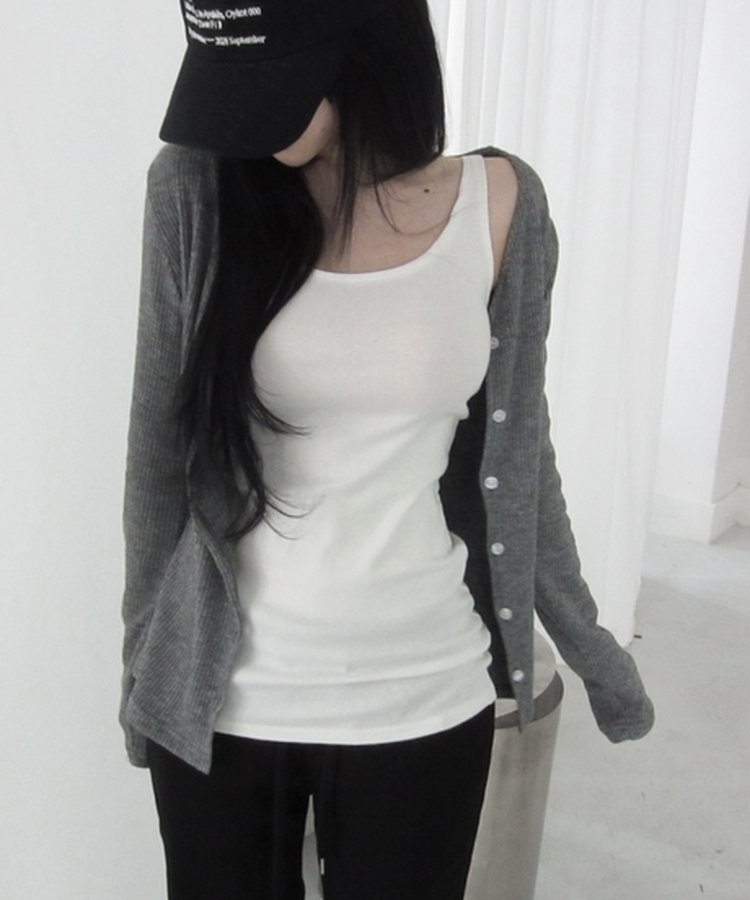 ボタンスリムカーディガン(5color) GREY