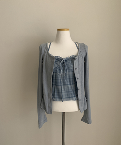 アイレットチェックキャミソールカーディガン