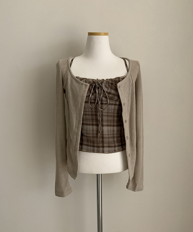 アイレットチェックキャミソールカーディガン