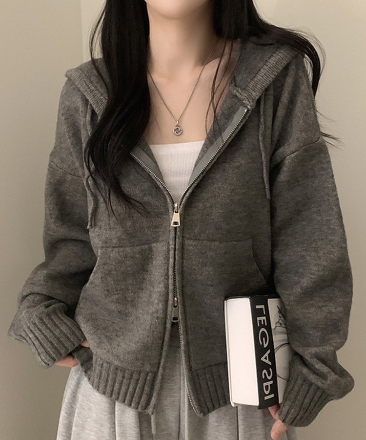 ルーズフィットポケット2WAYジップアップ(5color) GREY