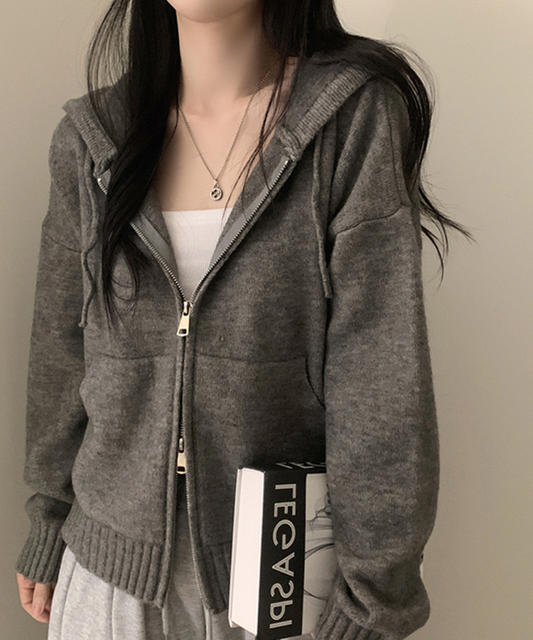 ルーズフィットポケット2WAYジップアップ(5color) GREY