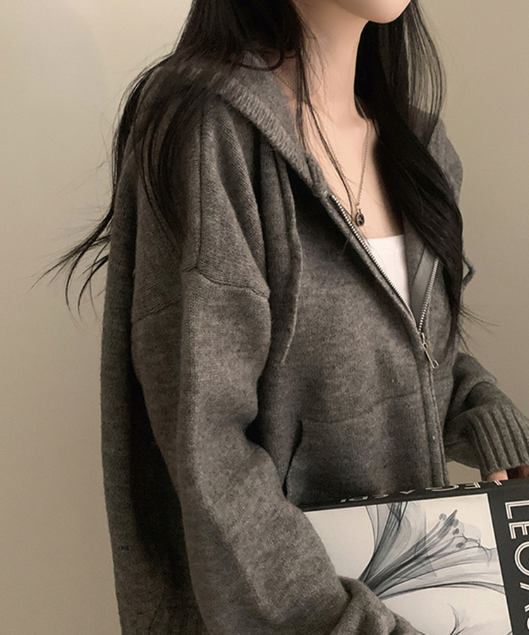 ルーズフィットポケット2WAYジップアップ(5color) GREY