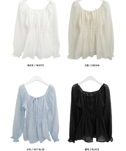 シフォンリボンフリルブラウス