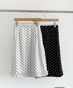 ドットフリルミディスカート
