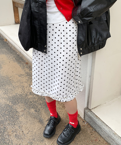 ドットフリルミディスカート IVORY