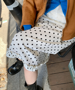 ドットフリルミディスカート IVORY