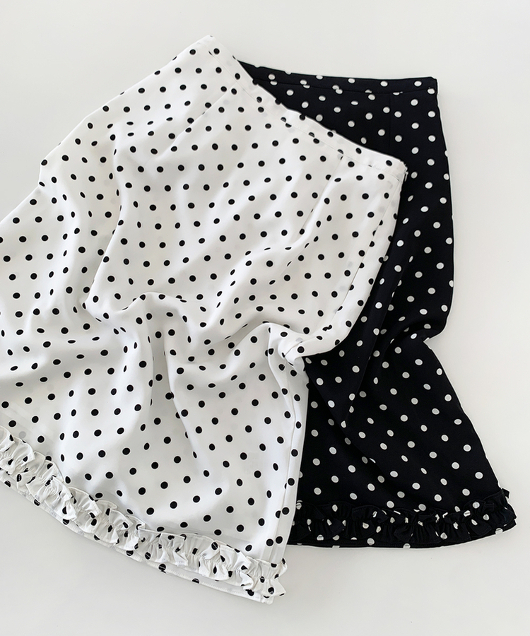 ドットフリルミディスカート