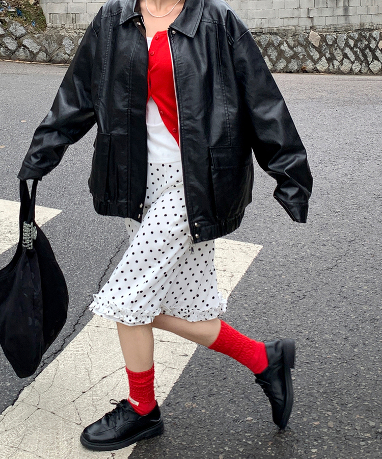 ドットフリルミディスカート IVORY