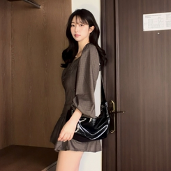 【SET】チェックパフシアリングブラウス ミニスカート BROWN