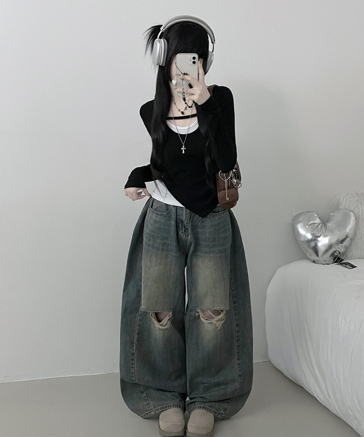 쿠미리본끈홀터넥나시유넥언발사선긴팔세트 블랙