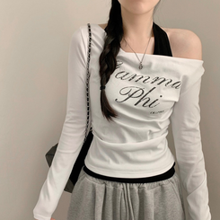 ホルターネックレイヤードTシャツ NAVY