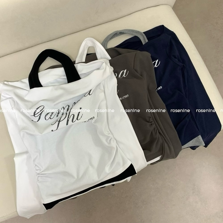 바인 홀터넥 레이어드 드레이프 오프숄더 원숄더 긴팔티 상의 긴팔 티셔츠 롱슬리브 봄 봄옷 가을 가을옷 y2k 빈티지