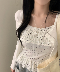 【SET】リボンフリルキャミソール＋カーディガン IVORY