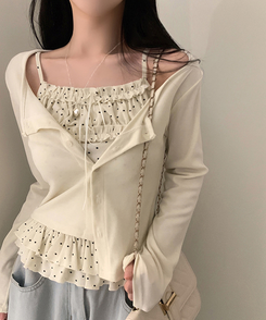 【SET】リボンフリルキャミソール＋カーディガン BEIGE