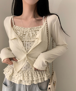 【SET】リボンフリルキャミソール＋カーディガン BEIGE